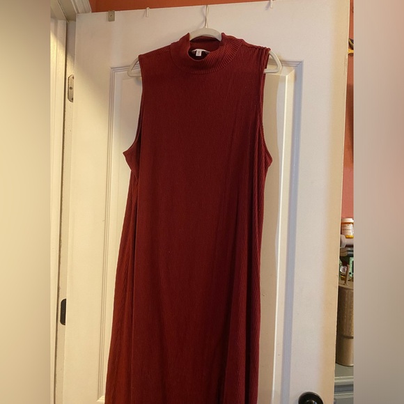 Burgundy knit turtleneck midi dress - Picture 1 of 2